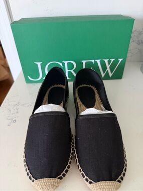 J. Crew Black Canvas Espadrille Slip-Ons